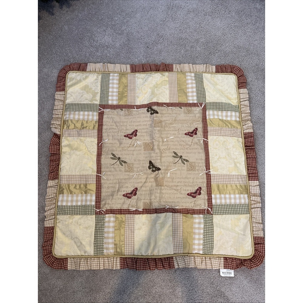 Baby Nursery Quilt Blanket Nava's Designs Yellows Brocade Unisex Plaids‎ Bugs